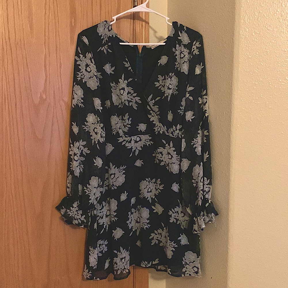 Flowy Forest Green Floral Dress